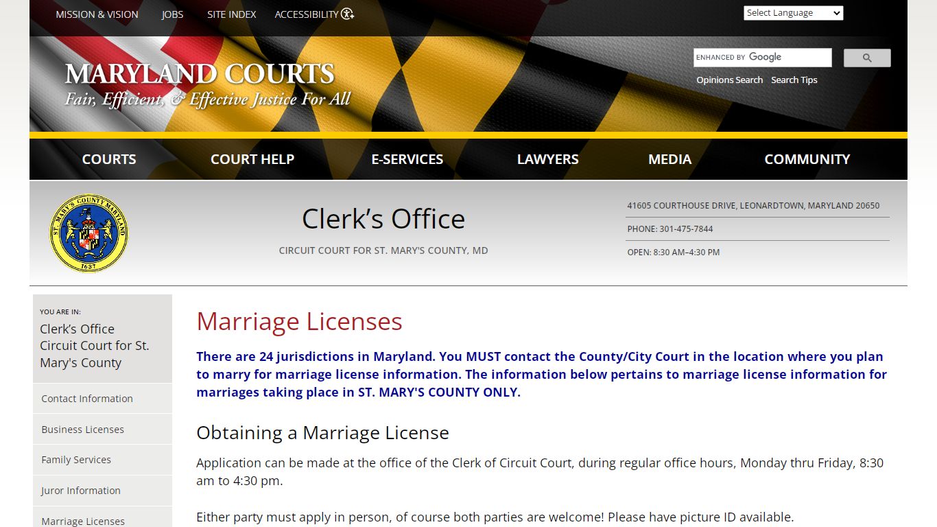 Marriage Licenses | Maryland Courts