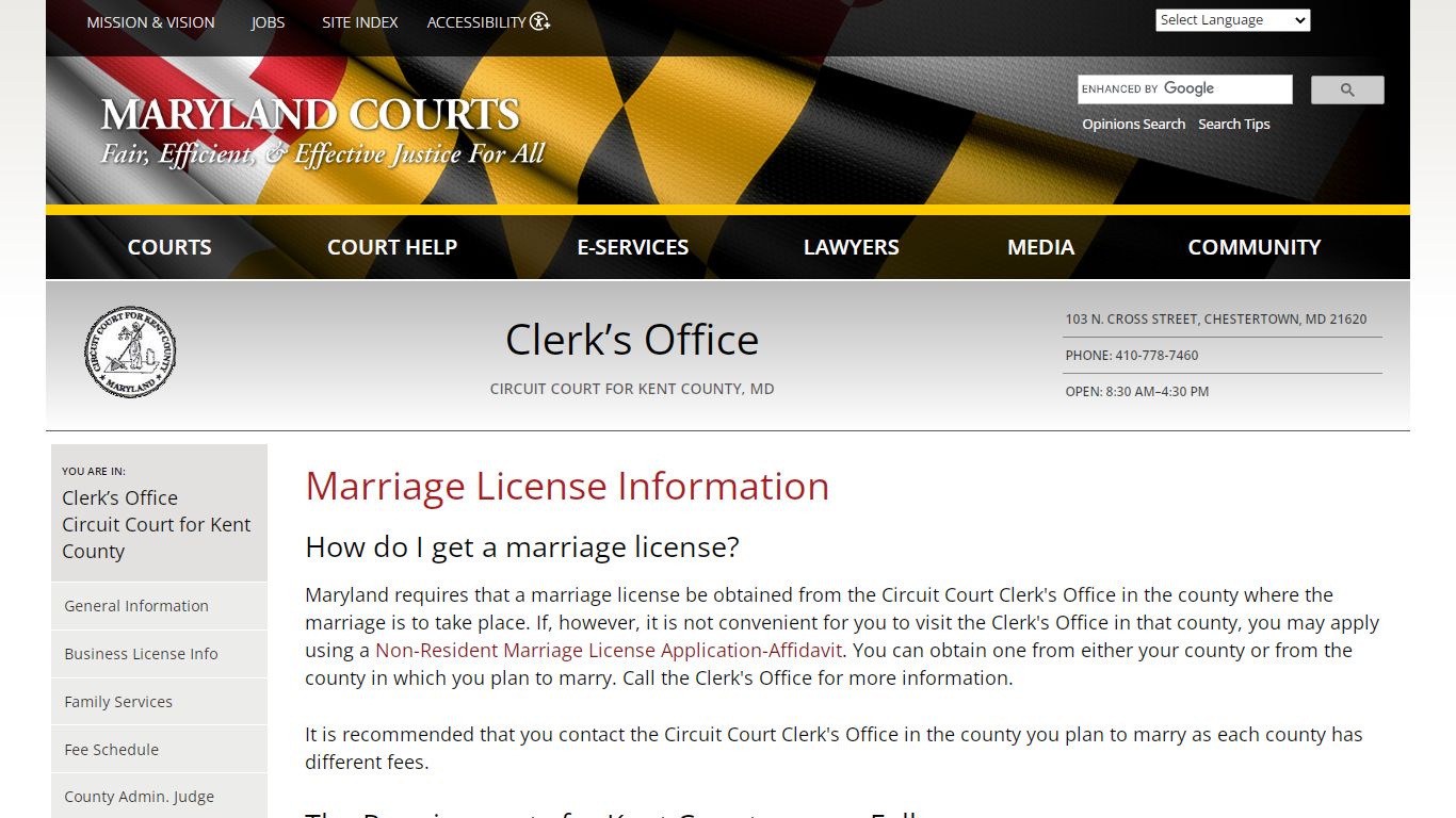 Marriage License Information | Maryland Courts